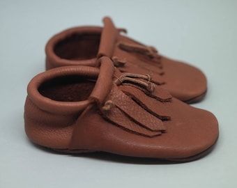 Babay shoes, crawling shoes, Babay moccasins, children's shoes, leather shoes, slippers, moccasins - brown