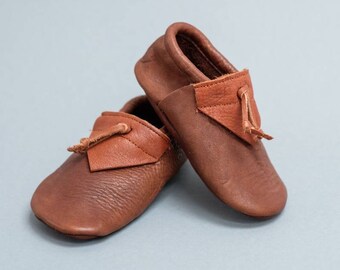 Children's shoes, first shoes, crawling shoes, children's slippers, organic leather, moccasins, moccasins, brown