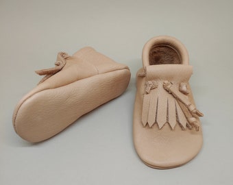 Babay shoes, crawling shoes, Babay moccasins, children's shoes, leather shoes, slippers, moccasins - cognac