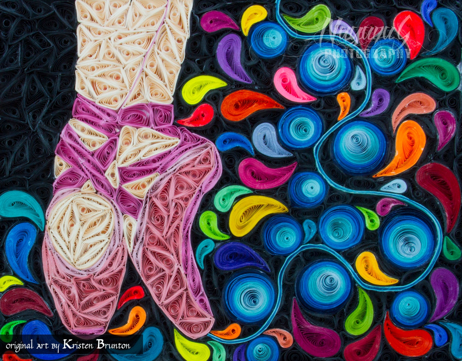 quilling, paper art, on pointe, ballet shoes, dancing feet, slipper, mosaic, digital download, ready to print, 1st anniversary,