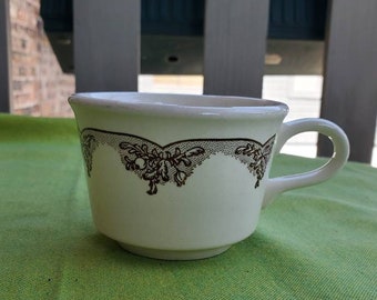 Vintage Cream and Brown Lace Detailed Mug, Vintage Coffee Mug