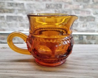 Vintage Amber Tiffin Glass Kings Crown Creamer