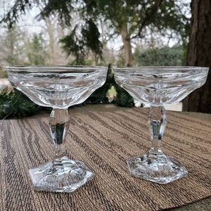 Vintage Coupe Glass Set of 2, Vintage Sorbet Glasses, Clear Coupe Glass
