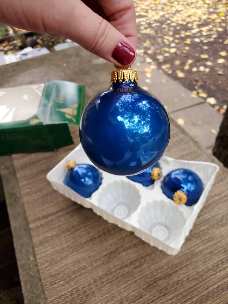 Vintage Christmas Ornaments in Blue Set of 5 Christmas by Etsy