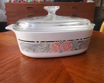 Corning Ware Silk and Roses 2 Liter Casserole Dish With Lid