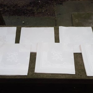 Light Pink Damask Napkin Set of 8 Vintage Cloth Napkins, Wedding Gift or Holiday Place Setting