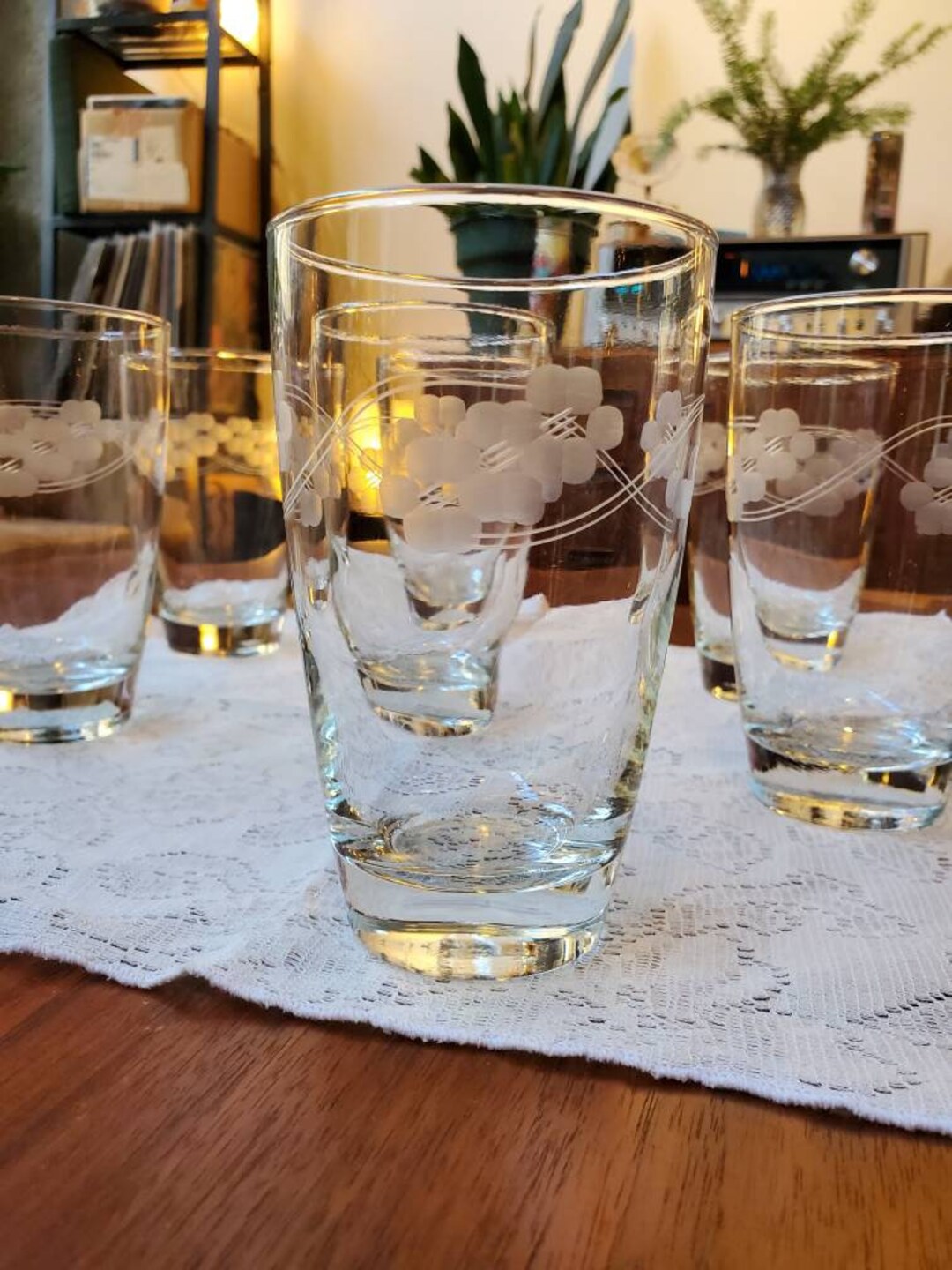 Vintage Etched Glass Tumblers Set of 8 Etsy