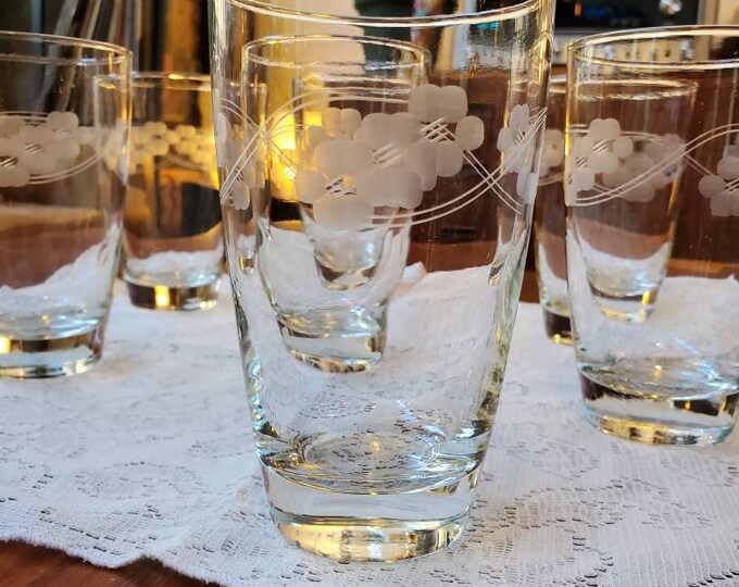 Vintage Etched Glass Tumblers, Set of 8 Etsy