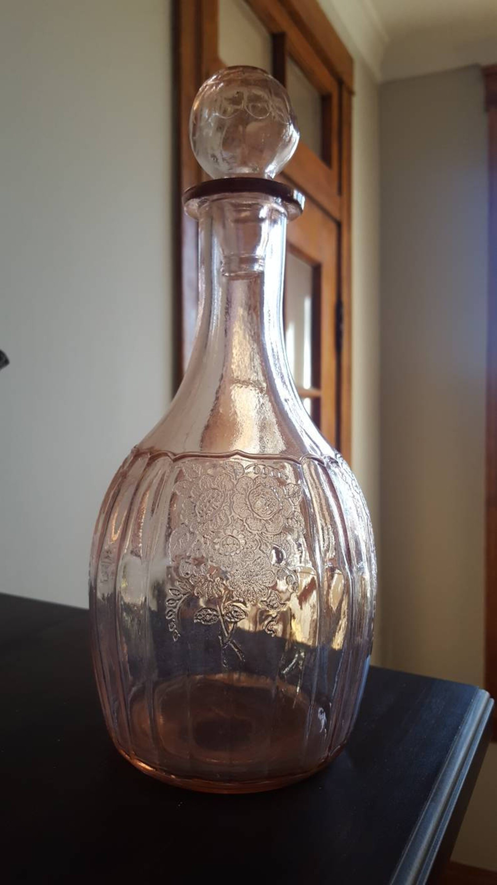 Mayfair Pink Depression Glass Decanter With Stopper by Anchor Etsy