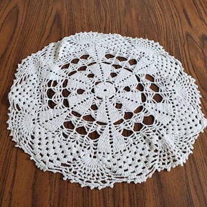 Vintage white lace crochet round doily