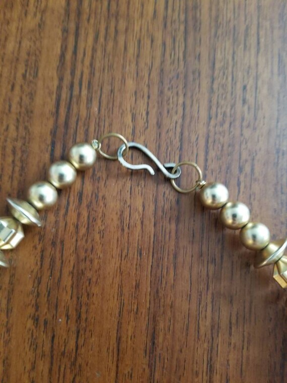 Vintage Plastic Gold Bead Costume Necklace - image 6