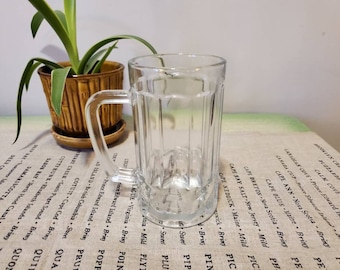 Vintage Clear Glass Mug, Vintage Beer Mug,