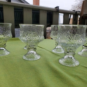Vintage Anchor Hocking Rainflower Cocktail Glasses or Talll Sorbet Glasses, Set of 6
