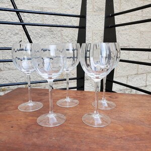 Vintage Wine Glass Set of 5  Vintage Glasses, Clear Wine Glass