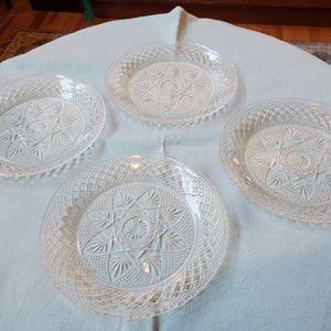 Vintage Cristal D&#39;Arques-Durand Antique Clear Glass Luncheon Plates, Set of 4
