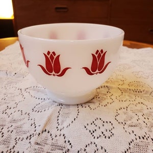 Feuerkönig Rote Tulpe Cottage Käseschale, Selten, Anker Hocking