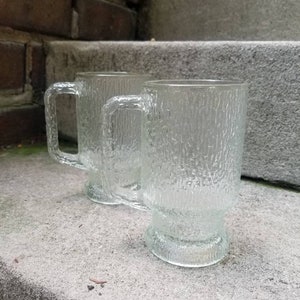 Vintage Crystal Ice Beer Steins by Indiana Glass, Set of 2