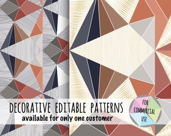 Triangles Pattern, Digital Seamless Patterns, Patterns for Napkins, Fabrics, Wallpapers, Papers for Gift Wrapping, etc., Geometric Pattern