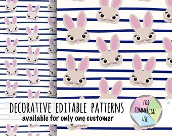 Bunnies Pattern, Digital Seamless Patterns, Bunnies, Patterns for Napkins, Textiles, Card Making, etc., Children's Pattern, Instant Download