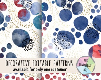 Watercolor Dots, Digital Seamless Patterns, Watercolor Pattern, Dots Pattern, Pattern for Napkins, Textiles, Wallpapers, etc.