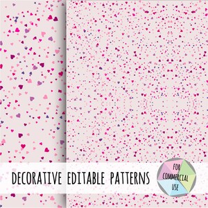 Confetti Hearts Rosa Purple, Seamless Patterns, Valentine&#39;s Day, Patterns for Napkins, Textiles, Gift Wrapping, Wallpapers, Digital Patterns