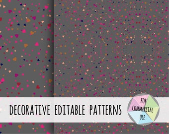 Confetti Hearts Vibrance, Seamless Patterns, Valentine's Day, Patterns for Napkins, Textiles, Gift Wrapping, Wallpapers... Digital Patterns