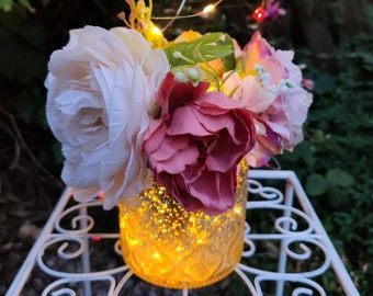 Mercury Glass Flower Lantern - Choose Style, Wedding Centerpieces, Hanging Ornament Home, Garden Decor