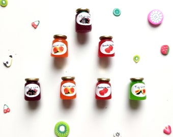 Mini Jam Jars Fridge Magnets, Strawberry, Apricot, Fig and Plum, Resin Fridge Magnets, Office Magnets, Locker Magnets