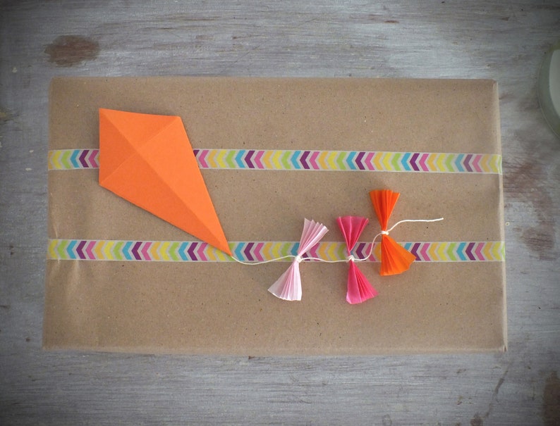 Paper Kites Gift Wrapping Decorations Set of 4 Apricot Etsy