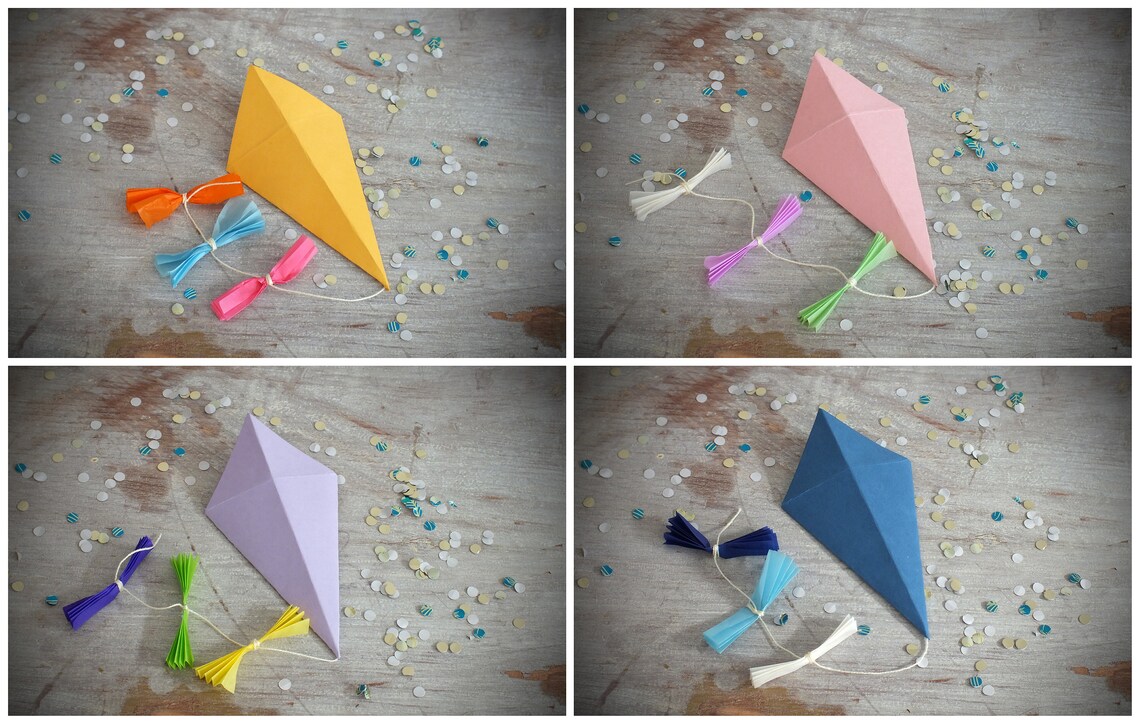 Paper Kites Gift Wrapping Decoration Set of 4 Dark Yellow Etsy UK