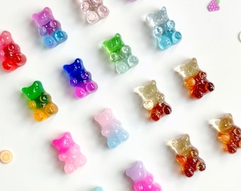 Gummy Bear Magnets - set of 4, Rainbow glitter bear magnets, Bear Magnets, Office Magnets, Rainbow Resin Bears, Resin Magnets