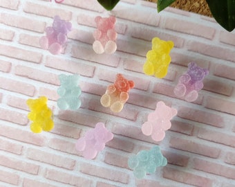 Resin Sugar Bear Push Pins - x10, Ombre Rainbow Bears Pins, Cute Push Pins, Thumb Tacks, Decorative Push Pins, Cork Board Pins