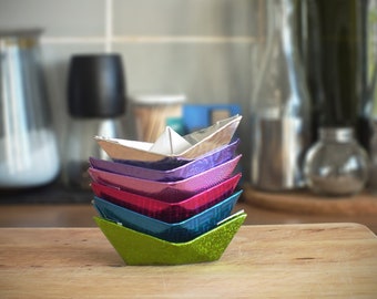 Holographic Origami Ships Fridge Magnets, Set of 6, Paper Origami Ships, Whiteboard Magnets