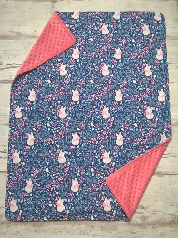 Personalized Navy Blue Minky Baby Blanket 32/" x 35/" Baby Shower Gift