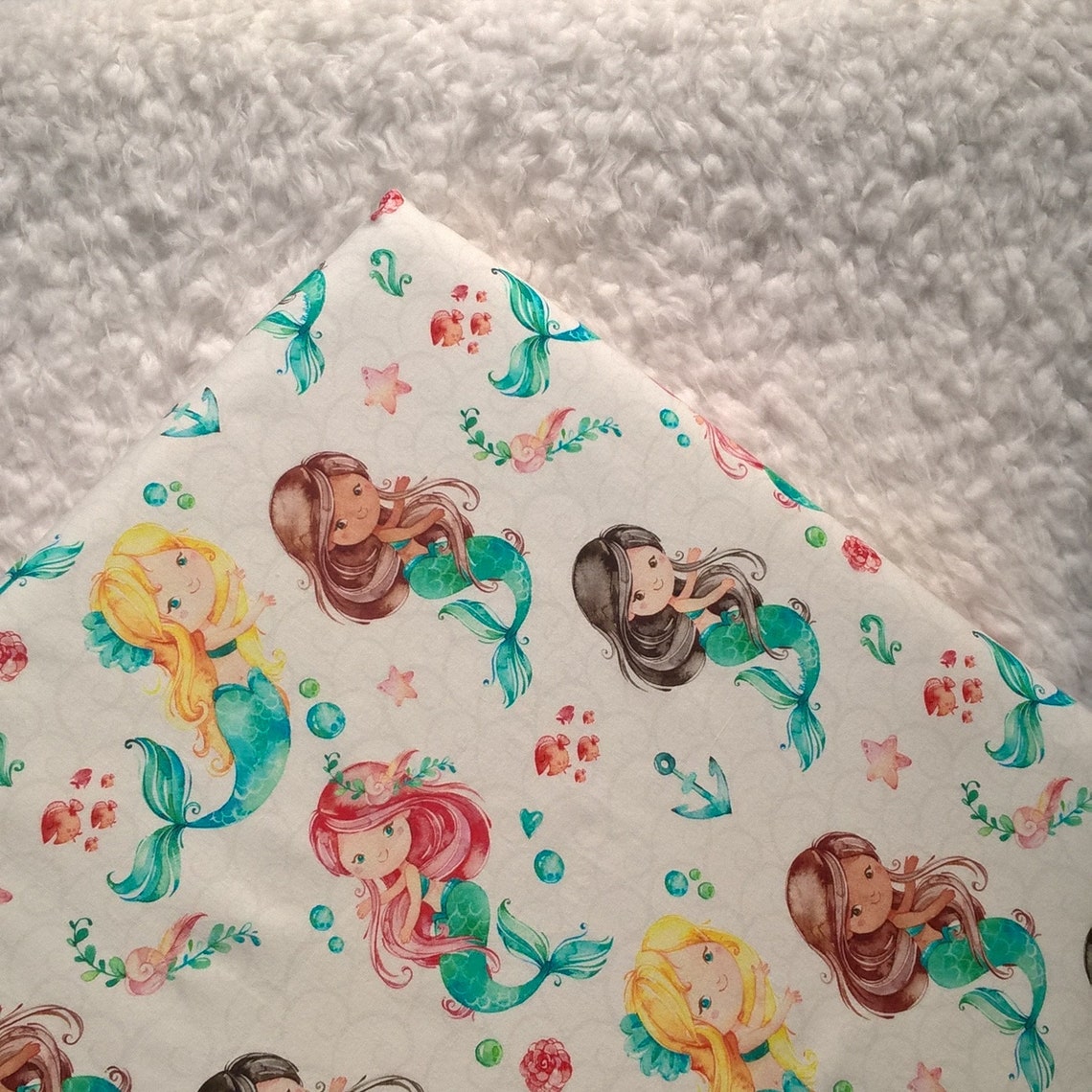 Mermaids Crib Sheets Girl Watercolor Mermaids Crib Bedding Etsy