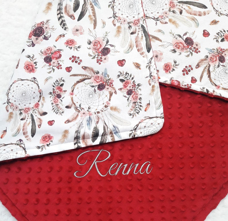 Dream catcher personalized baby girl blanket Boho nursery Etsy