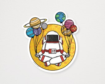 Floating Astronaut Sticker, Outer Space Decal, Colorful Astronaut, Waterproof Decal, Vinyl Sticker, Laptop Sticker, Water Bottle Sticker