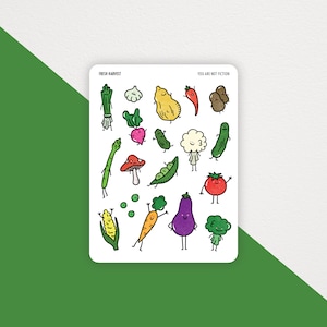 Fresh Harvest Sticker Sheet - Vegetable Stickers - Cute Bullet Journal Stickers - Planner Stickers - Scrapbook Stickers - Kawaii Stickers