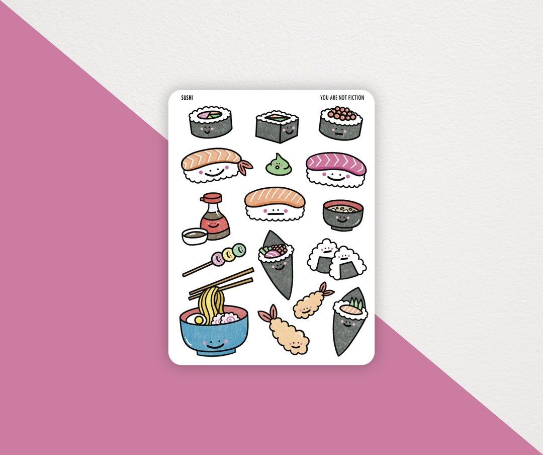Sushi Sticker Sheet - Ramen Stickers - Food Tempera Rice - Cute Bullet ...