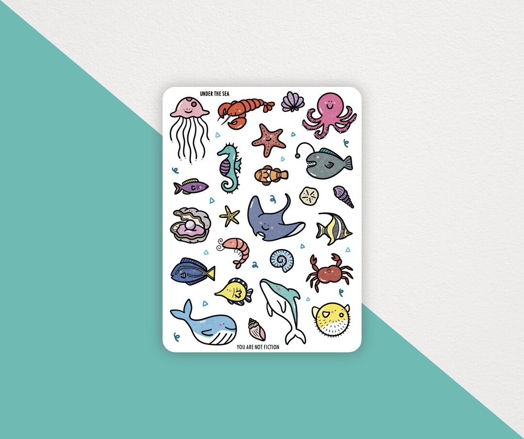 Under the Sea Sticker Sheet Sea Creature Stickers Ocean Cute Bullet