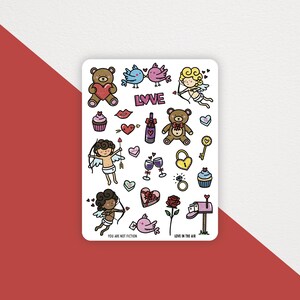 Love In The Air Sticker Sheet - Valentine&#39;s Day Stickers - Cute Bullet Journal Stickers - Planner Stickers - Scrapbook Stickers - Kawaii