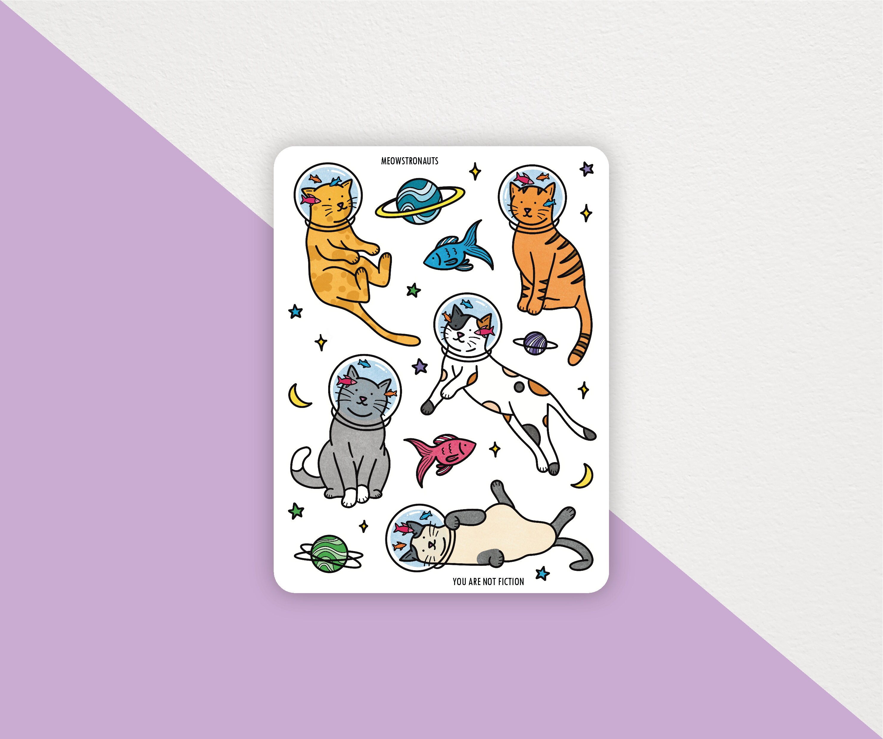 Meowstronauts Sheet - Outer Space Cat Stickers - Fish Space- Cute ...