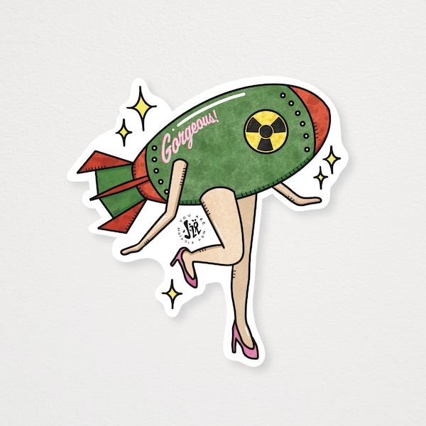 Fallout | Barbenheimer Sticker | Barbie Oppenheimber | Atomic Bomb | Sexy Bomb | Bombshell | Gorgeous Sticker | Nuke Doll Legs