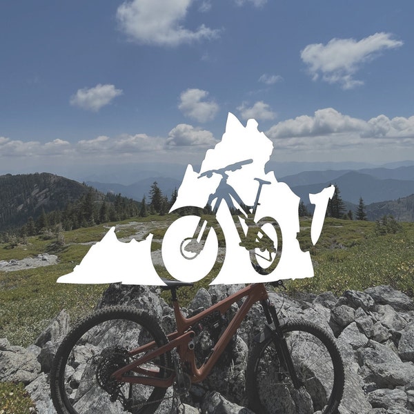 State of Virginia Decal - Virginia Sticker -  Mountain Bike - Mountain Bike Decal - Mountain Bike Sticker - Virginia Gift - Bike Gift