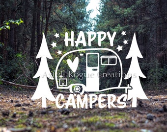 Happy Campers Vinyl RV Decal - Adventure Sticker - RV Large Decal - Camping Sticker