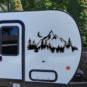 RV Decal Large Mountain and Trees Vinyl Decal - Camper Decal - Camping Gift Idea