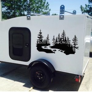 River & Trees RV Vinyl Decal: Camper Trailer Decoration