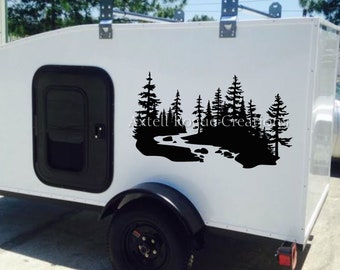 Original River and Trees Large RV Vinyl Decal - RV Decal - Camper Decal - Trailer Decal