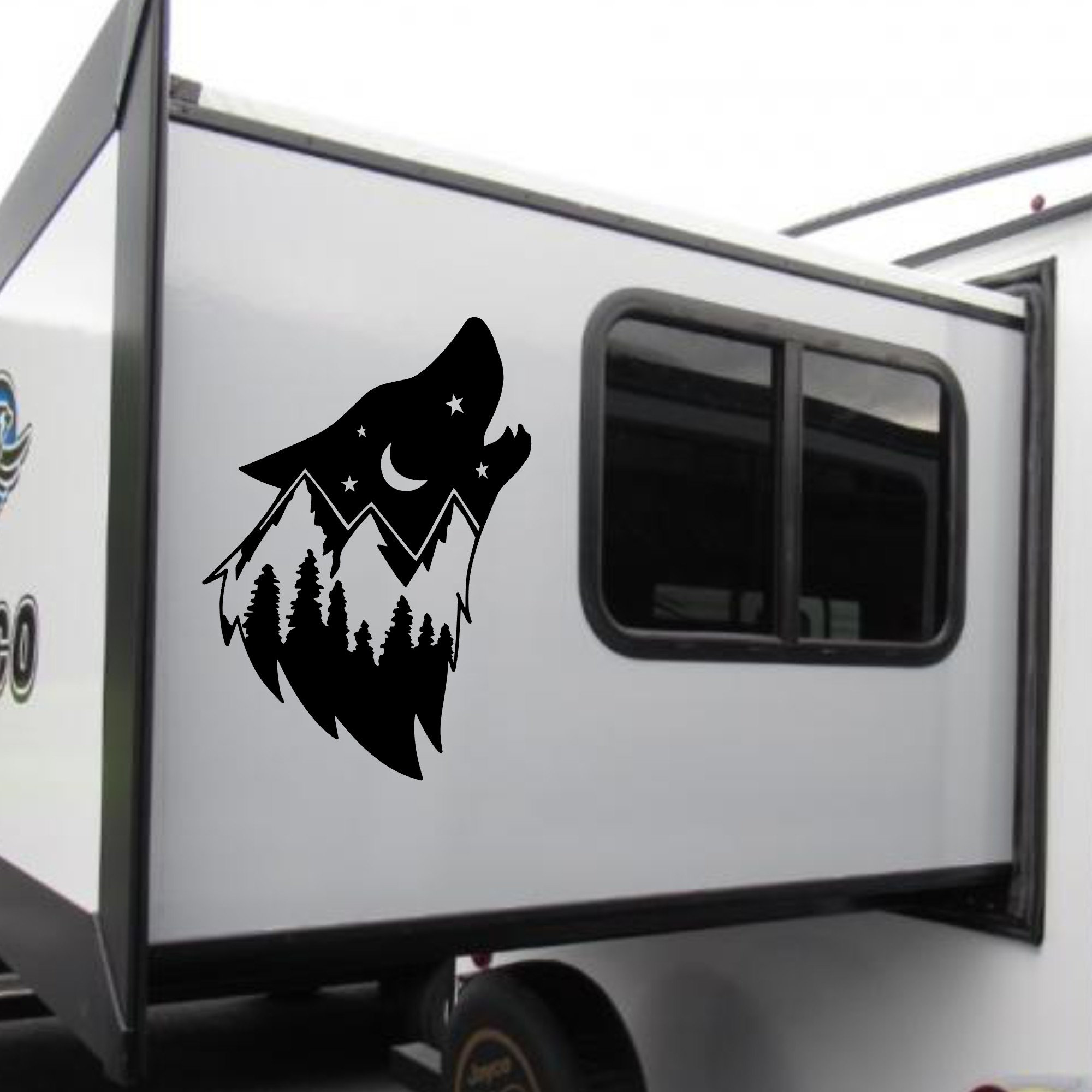 RV Wolf Decal XL RV Decal Howling Wolf Decal Trailer Etsy