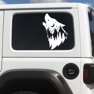 Large Wolf Decal - Wolf Sticker - Howling Wolf - Wolf Sticker - Wolf Decal Car - RV Decal - Mountain Decal - Gift for Wolf Lover